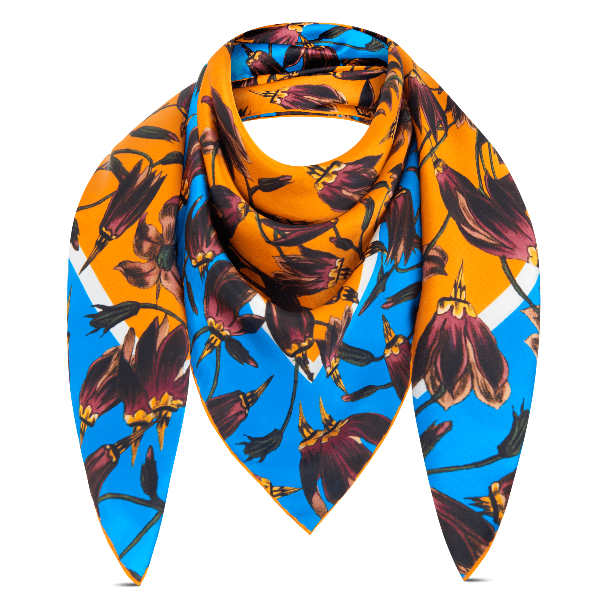 Pasque Print Silk Satin Scarf - Saffron – BAPTISTE Pasque Print Silk Satin Scarf - Saffron – BAPTISTE