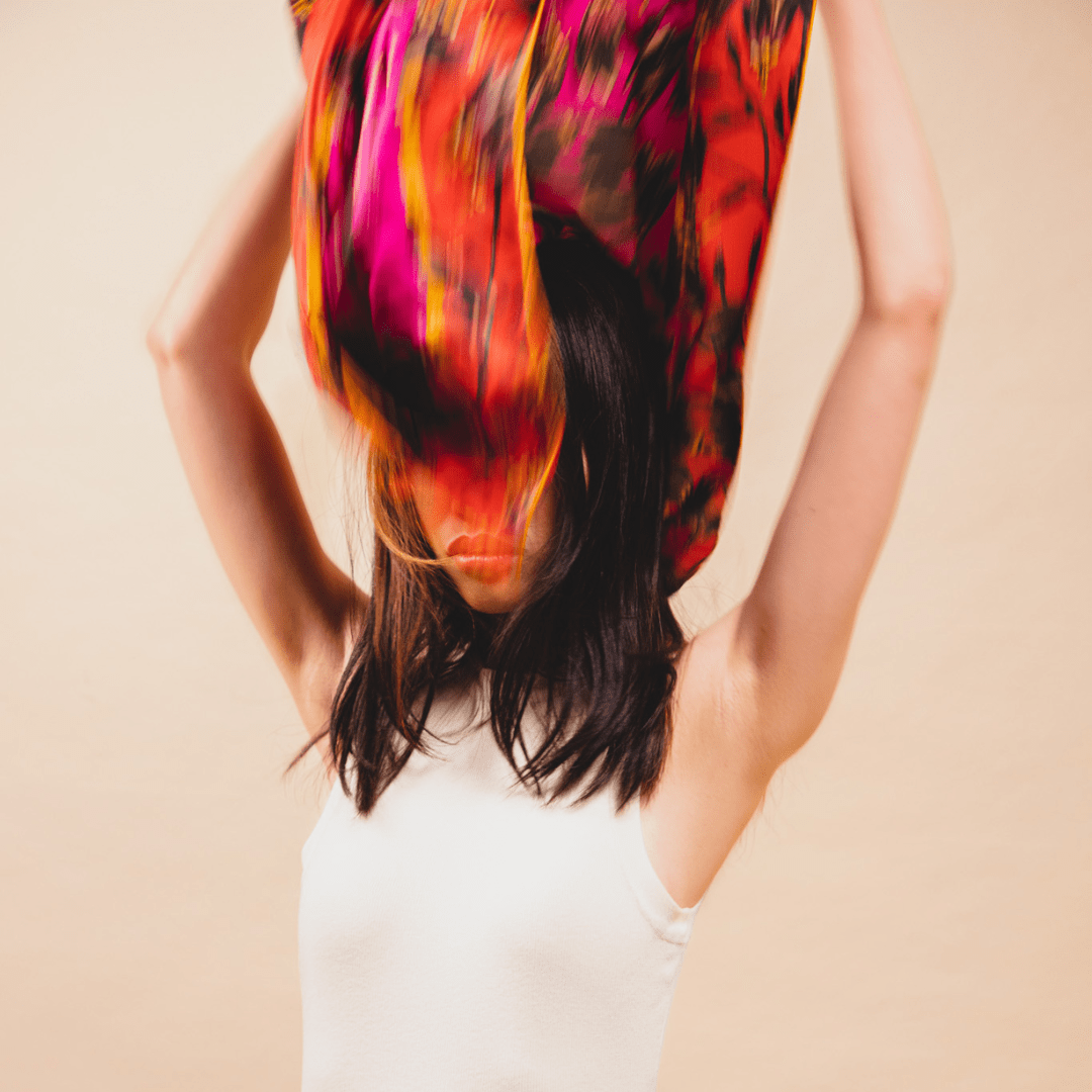 BAPTISTE Scarves Pink / Red / Square Scarf Pasque Print Silk Satin Scarf - Pink