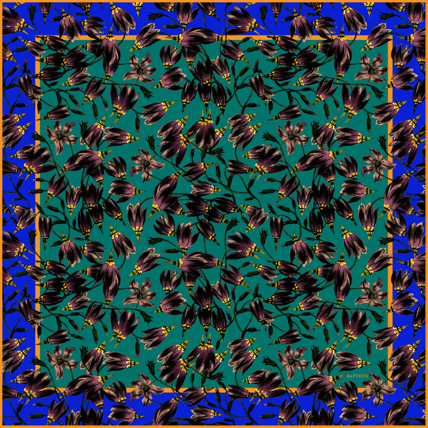 Bufanda de satén de seda con estampado Pasque - Verde
